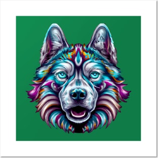 Siberian Husky Watercolor Illustration Posters and Art